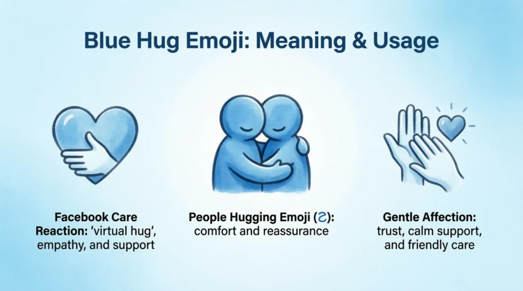 What do blue hug emoji mean